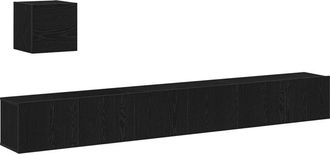 vidaXL 4 Piece tv Cabinet Set Black Oak Engineered Wood Vidaxl