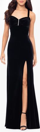 Blondie Nites Slit Velvet Gown in Black at Nordstrom, Size 11