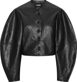 Rotate Button Leather Jacket