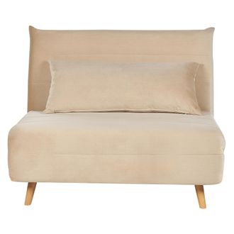 Beliani Sof&aacute; De Terciopelo Moderno De 1 Asiento Cama Individual Con Coj&iacute;n Gris Claro Setten