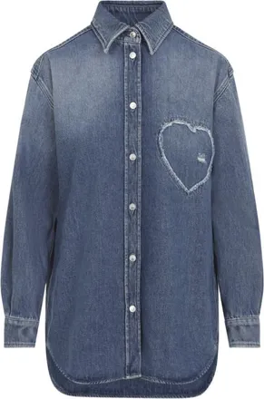 Moschino Blue Oversized Distressed Shirt