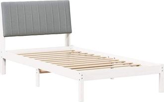 vidaXL Bed Frame with Headboard White 100 x 200 cm Solid Pine Wood vidaXL