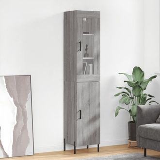 Berkfield Home Highboard Grey Sonoma 34.5x34x180 cm Engineered Wood
