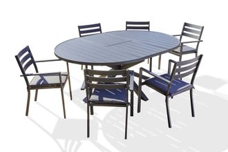 DCB Garden Pelosa - Conjunto De Comedor 6 Pl Aluminio Con Extensi&oacute;n Mariposa Dcb Garden
