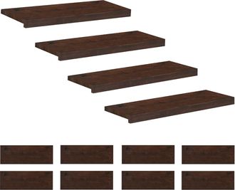 vidaXL Alfombras Para Escalones 12 Uds. 70 X 30 X 2 Cm Marr&oacute;n Oscuro Vidaxl