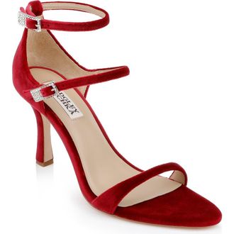 Badgley Mischka Valencia Ankle Strap Sandal in Red Velvet at Nordstrom Rack, Size 9.5