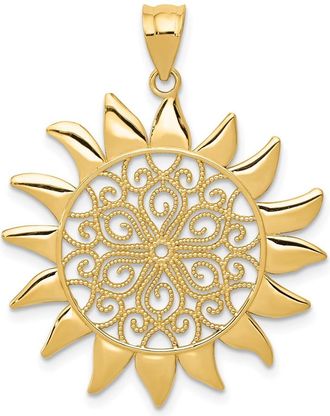 Diamond2Deal 14k Yellow Gold Filigree Sun Pendant
