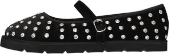 La Carrie Velvet Rhinestone Ballet Flats - Dames - Ballerinas - Zwart - 39 EU - Schoenen