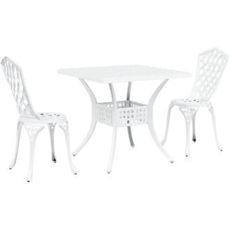 vidaXL Vidaxl Set De Bistro De Jard&iacute;n 3 Piezas De Aluminio Fundido Blanco