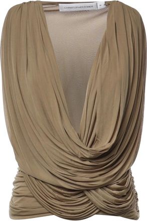 CHRISTOPHER ESBER Ripple Drape Top - Dames - Tops - Beige - Maat: 2XS Zijde