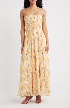 Line & Dot Potpourri Abstract Floral Micropleat Chiffon Maxi Dress in Multi at Nordstrom, Size X-Small