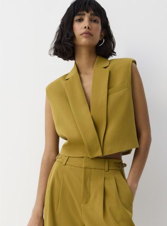 Icone Womens Brushed finish plunging notched collar vest