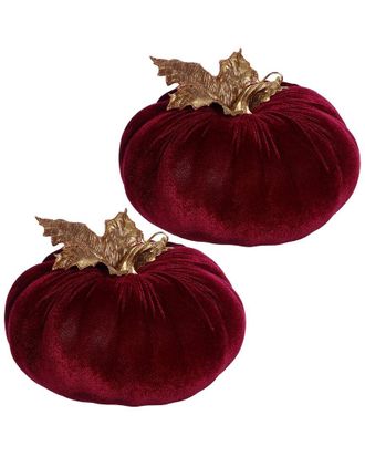 Mark Roberts Handmade Set Of 2 Velvet Pumpkins Small - 8.5 X 6In