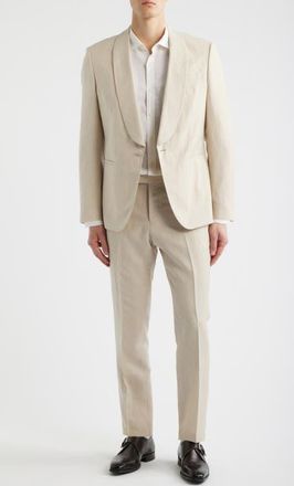 BOSS Huge Slim Fit Wool & Linen Suit in Open Beige at Nordstrom, Size 38 Regular