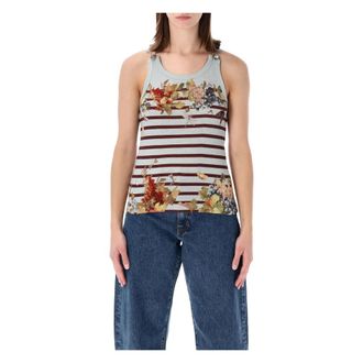 Jean Paul Gaultier Tops, Dames, Veelkleurig, M, Katoen, Cotton Rib Tank Top Mariniere Grape