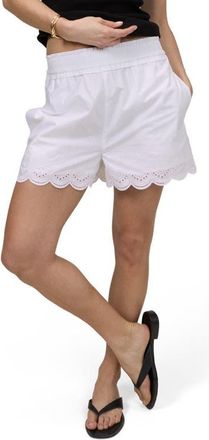 Nobody's Child Bonnie Cutwork Scallop Cotton Shorts in White at Nordstrom, Size 10