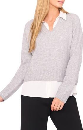 Halogen Layered Look Sweater in Light Heather Grey at Nordstrom Rack, Size X-Large