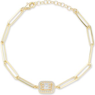 Glaze Jewelry Sterling Silver Pave Paperclip Bracelet