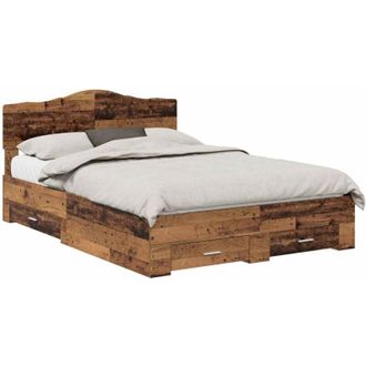 vidaXL Bed Frame with Headboard Old Wood 140 x 190 cm Engineered Wood vidaXL