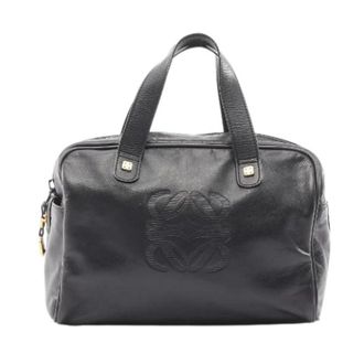 Loewe Pre-owned Anagram Leren Tote Bag - Dames - Vintage Handtas - Zwart - ONE Size - Leer - Vintage