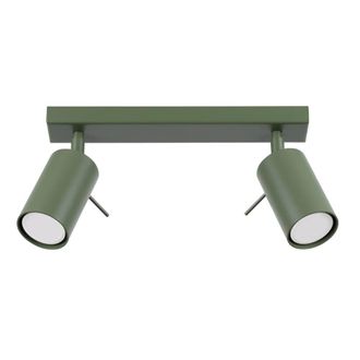 Wonderlamp L&aacute;mpara de techo verde 2 focos cil&iacute;ndricos estilo industrial