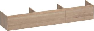 Marcel Breuer Embrace wastafelonderkast - 219.8x35x45.5cm - met 3 softclose lades - greeploos - 0 sifon uitsparingen - massief eiken - lamellen eiken naturel