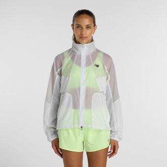 New Balance Womens RC Jacket in Grey Polywoven, size X-Small