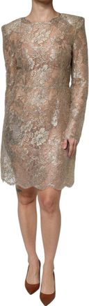Dolce & Gabbana Womens Gold Floral Lace A-Line Sheath Mini Dress
