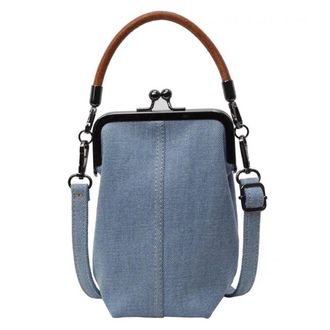 Generic Ladies Casual Sling Bag with Detachable Strap Denim Versatile Satchel Bag Retro Shoulder Bag Women Commute Travel Phone Bag (Blue)