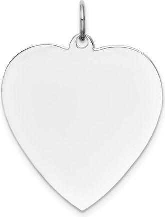 Diamond2Deal 14k White Gold Plain.013 Gauge Engravable Heart Charm
