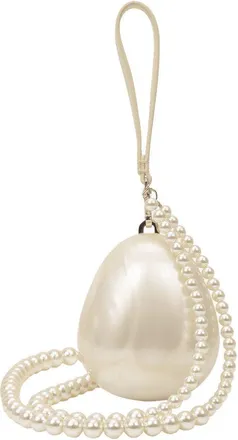 Simone Rocha Womens Pearl-Incrusted Acrylic Micro Egg Pouch White