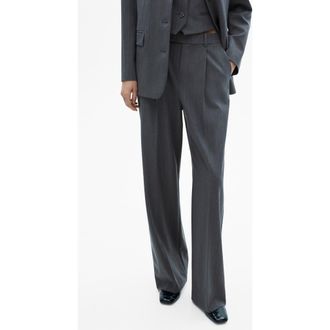 Mango Pinstripe Pleat Front Pants in Grey at Nordstrom Rack, Size 12