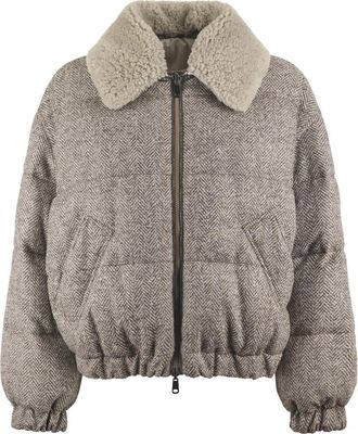 Brunello Cucinelli Gewatteerde Jas - Dames - Winterjassen - Beige - M - Jassen