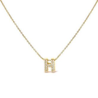 House of Brilliance 10K Gold Diamond Accent A-Z Initial Bubble Pendant Necklace in Yellow | H at Nordstrom