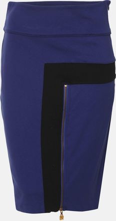 Roberto Cavalli Blue Jersey Midi Skirt