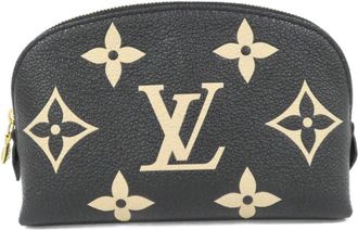 Louis Vuitton Beige Black Leather Pochette Pouch (Pre-Owned)