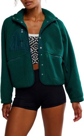 Free People FP Movement Hit the Slopes Fleece Jacket in Evergreen at Nordstrom, Size X-Small