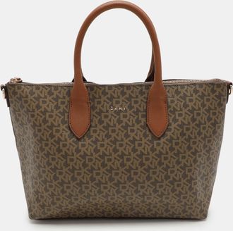 DKNY Dkny Brown Coated Canvas Tote Bag