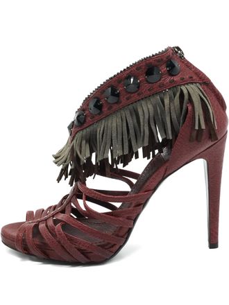 Dior fringed studded leather sandals - Red
