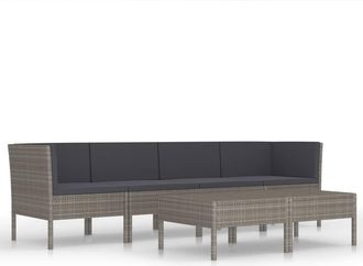 vidaXL 6 Pcs Garden Lounge Set Con Coj&iacute;n Mimbre Pe Gray