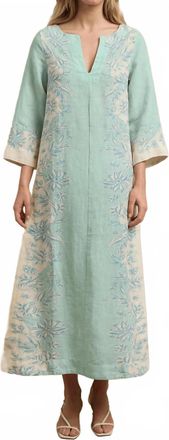 Hannah Art Wear Ariya Kaftan Midi Dress In Seafoam Bloom