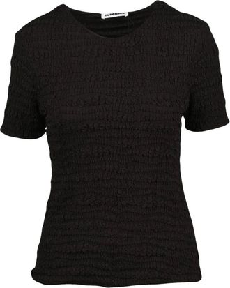 Jil Sander Tops, Dames, Zwart, S, Gekreukelde stretch blouse