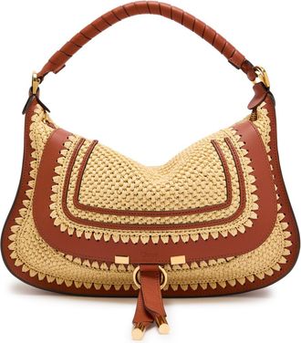 Chlo&eacute; Marcie Leather and Raffia Shoulder bag - Brown - One Size