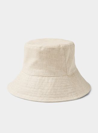 Simons Womens Wide-brim pure linen bucket hat