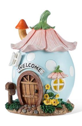 Glitzhome 8H Lighted Easter Resin Egg Shaped House Table Decor in Blue at Nordstrom, Size Medium