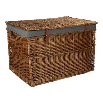 Red Hamper Wicker Large Light Steamed Storage Hamper in Grey