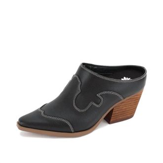 Yellow Box Womens Cyan Heeled Mule In Black