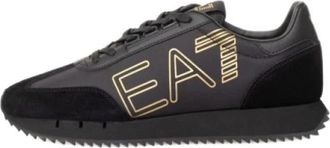Emporio Armani Flat Sneakers - Heren - Sneakers - Zwart - 41 1/2 EU - Leer - Schoenen