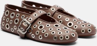Alaia Ala&iuml;a Embellished leather ballet flats