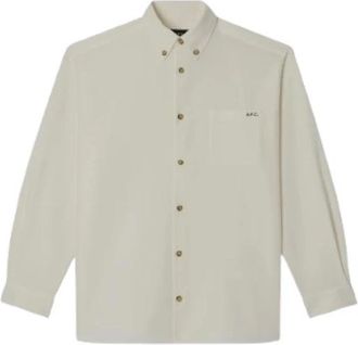 A.P.C. Zachte Textuur Logo Shirt - Heren - Casual Overhemden - Beige - M - Katoen - Overhemden